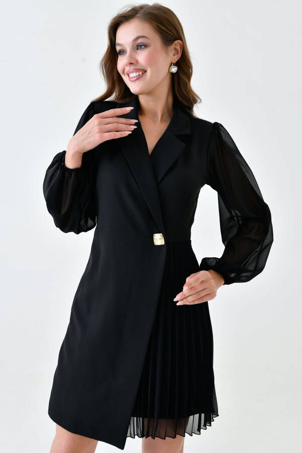 Women's Crossover Jacket Collar Skirt Pleated Tulle Detail - 7