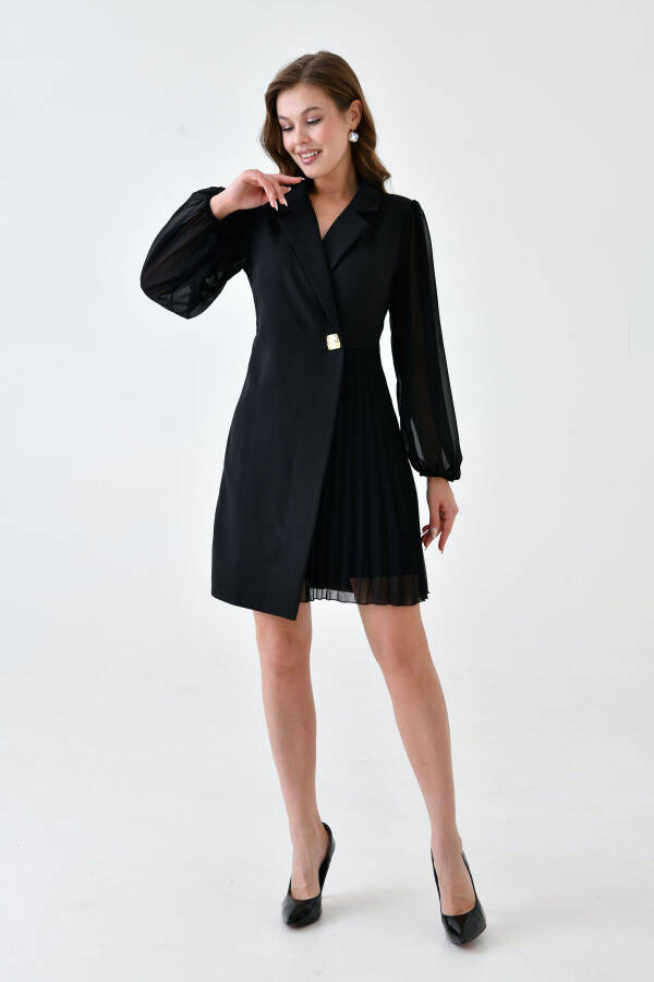 Women's Crossover Jacket Collar Skirt Pleated Tulle Detail - 8
