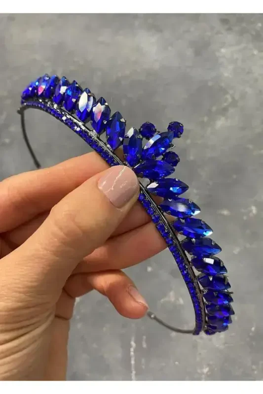 Women's Crown Bridal Henna and Engagement Crown Thin Shuttle Stone Bridal Henna Crown – Other Hair Accessories - sapphire blue - 1