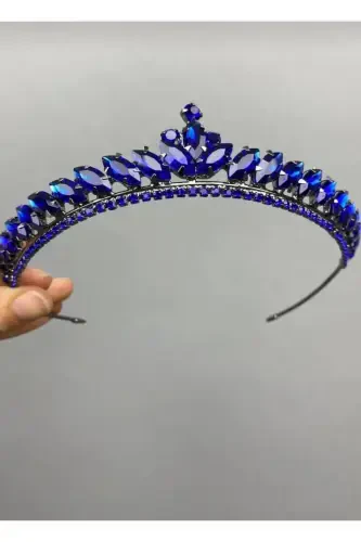 Women's Crown Bridal Henna and Engagement Crown Thin Shuttle Stone Bridal Henna Crown – Other Hair Accessories - sapphire blue - SAFHAS (1)