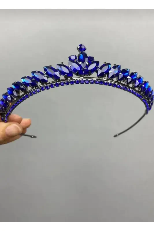 Women's Crown Bridal Henna and Engagement Crown Thin Shuttle Stone Bridal Henna Crown – Other Hair Accessories - sapphire blue - 2