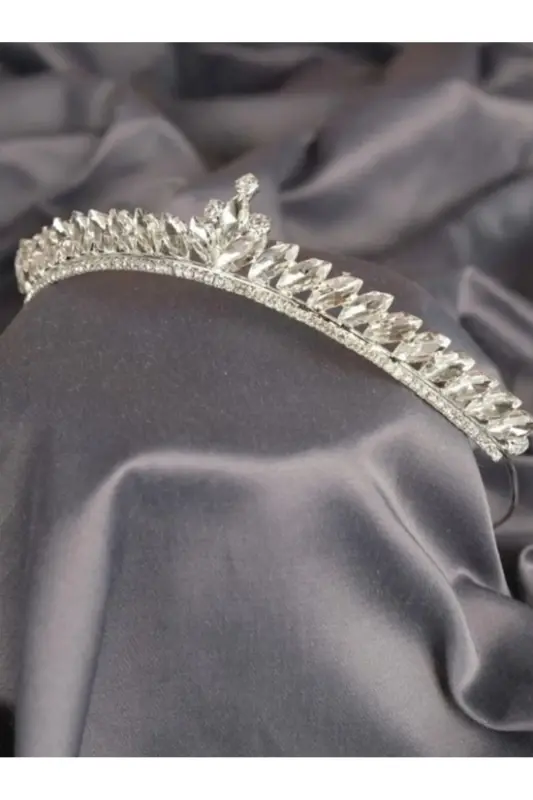 Women's Crown Bride Henna and Engagement Crown Thin Shuttle Stone Bride Henna Crown – Other Hair Accessories – Diğ-WHITE - 1