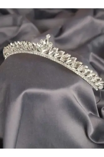 Women's Crown Bride Henna and Engagement Crown Thin Shuttle Stone Bride Henna Crown – Other Hair Accessories – Diğ-WHITE - 7