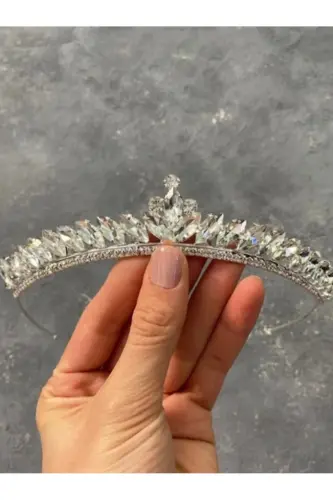 Women's Crown Bride Henna and Engagement Crown Thin Shuttle Stone Bride Henna Crown – Other Hair Accessories – Diğ-WHITE - 8