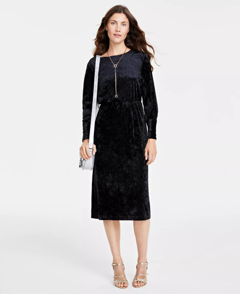 Women's Crushed Velvet Midi Dress, Created for Modazone Deep Black - 1