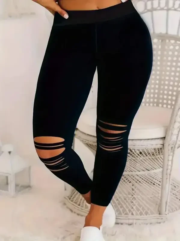 Women's Cut-off Knee Scuba Leggings - 2
