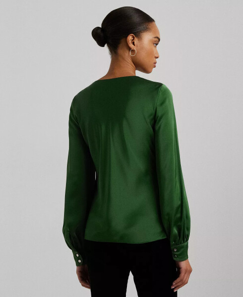 Women's Cutout Satin Charmeuse Blouse Isle Green - 2