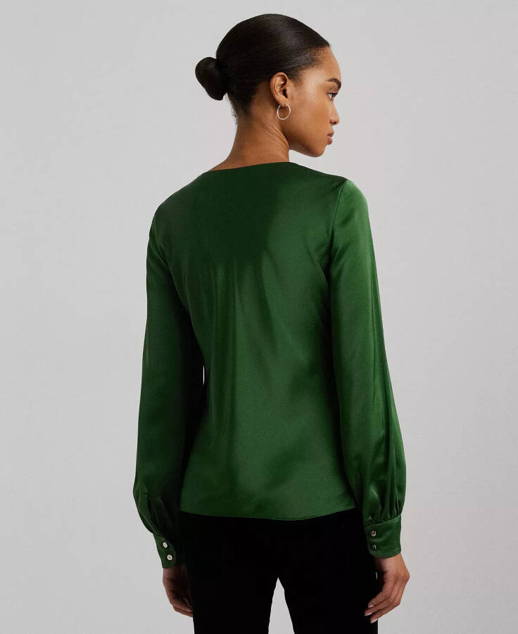 Women's Cutout Satin Charmeuse Blouse Isle Green - 2