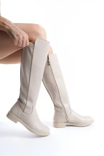 Women's Daily Boot Elastic Stretch Enpar Beige Leather 41-42- Available - beigeleather - 5