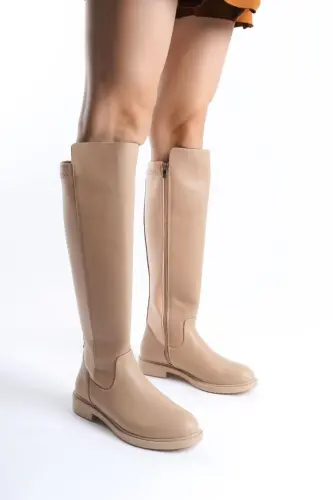 Women's Daily Boot Elastic Stretch Enpar Nut Leather 41-42- Available - nut - LÖLÜK MODA (1)