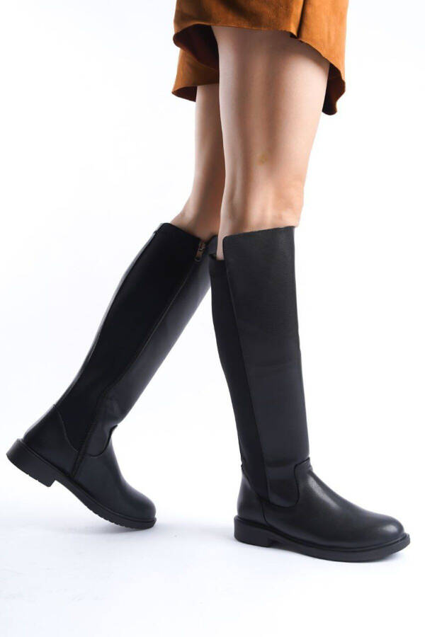 Women's daily boots, elastic stretch enpar, black leather. Sizes 41-42 available. - 5