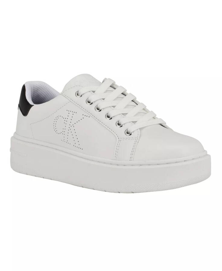 Women's Daily Lace-Up Platform Casual Sneakers White - Faux Leather - 1