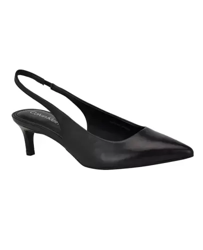 Women's Dainty Kitten Heel Slingback Pumps-Black 