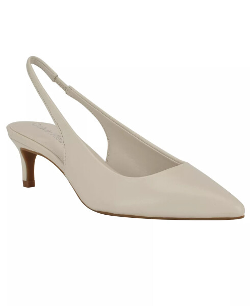 Women's Dainty Low Heel Slingback Pumps Ivory Leather - 1