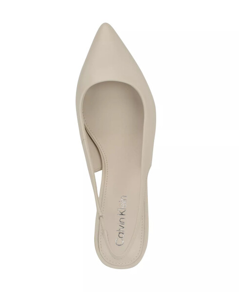 Women's Dainty Low Heel Slingback Pumps Ivory Leather - 4