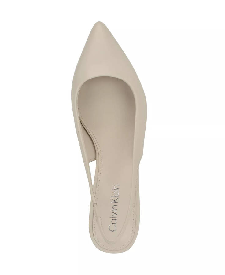 Women's Dainty Low Heel Slingback Pumps Ivory Leather - 4