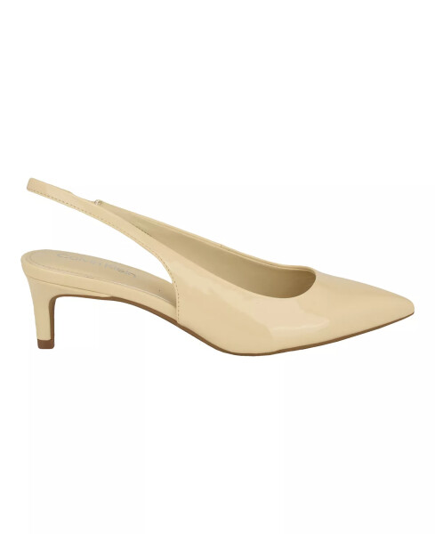 Women's Dainty Pointy Toe Low Heel Slingback Pumps Cream Patent - 2