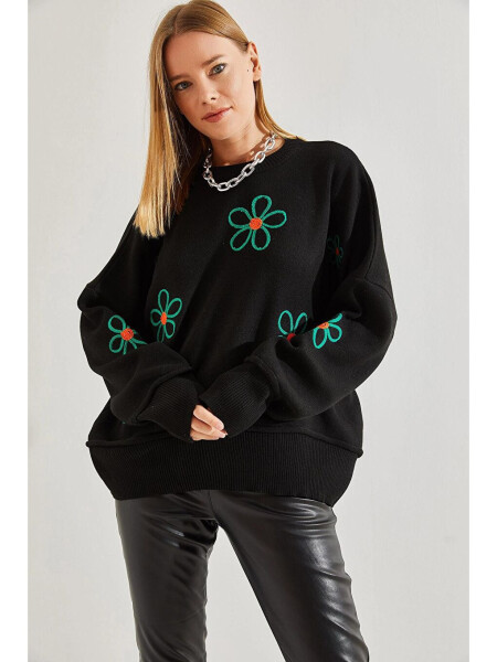 Women's Daisy Embroidered Knit Sweater - 9