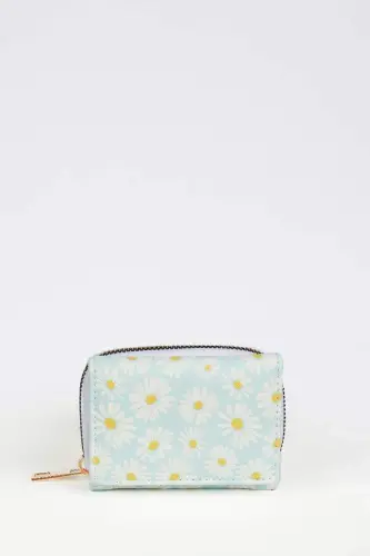 Women's Daisy Patterned Faux Leather Wallet-Mix - 1