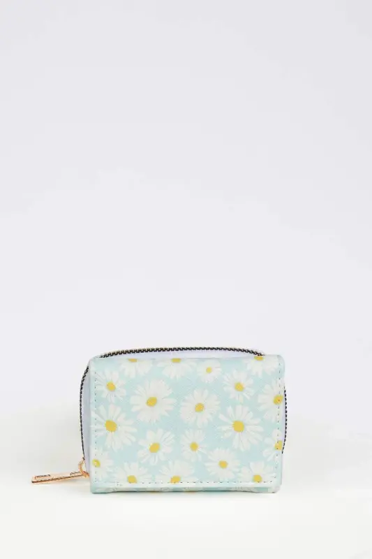 Women's Daisy Patterned Faux Leather Wallet-Mix - 1