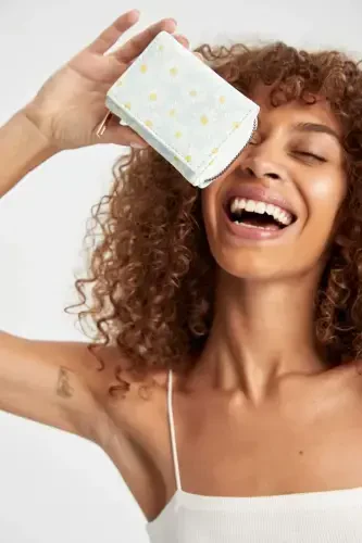 Women's Daisy Patterned Faux Leather Wallet-Mix - DEFACTO (1)