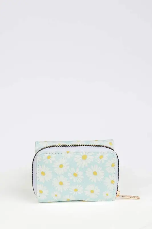 Women's Daisy Patterned Faux Leather Wallet-Mix - 6