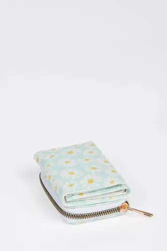 Women's Daisy Patterned Faux Leather Wallet-Mix - 5
