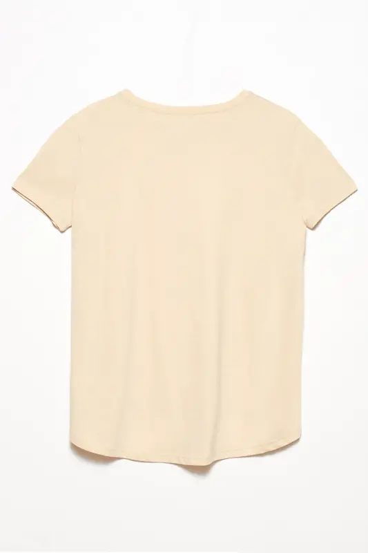 Women's Dark Beige Crew Neck Basic T-Shirt 101A03471-Dark Beige - 2