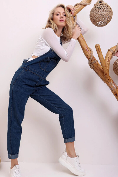 Women's Dark Blue Denim Overalls DF-SL1000 - 1