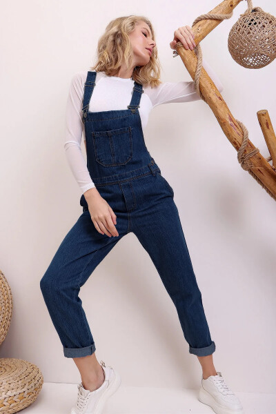 Women's Dark Blue Denim Overalls DF-SL1000 - 3