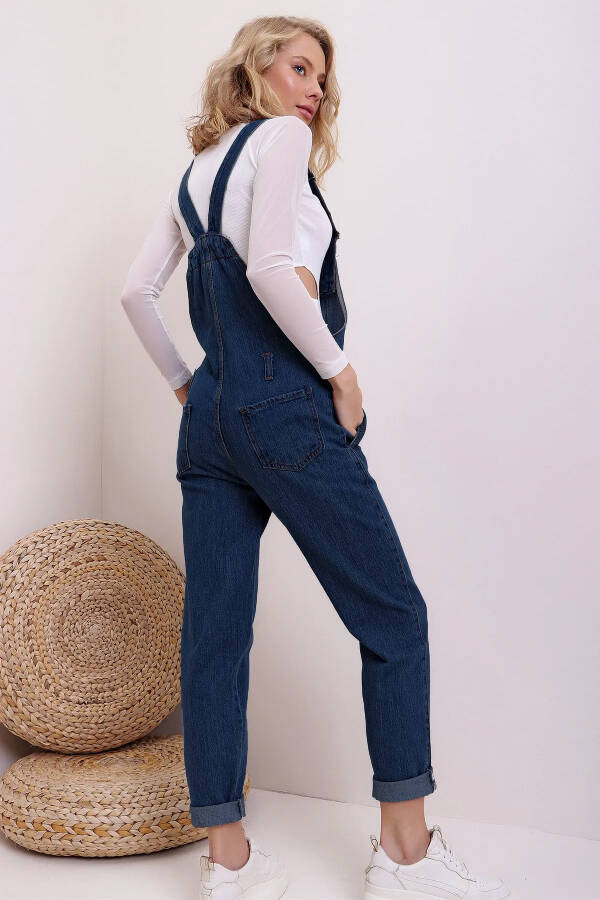 Women's Dark Blue Denim Overalls DF-SL1000 - 4