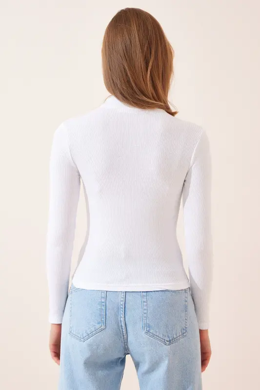 Women's Dark Brown White 2-Pack Ribbed Turtleneck Knit Blouse GT00053-Dark Brown White - 6