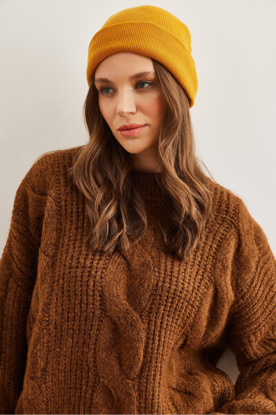 Women's Dark Coffee Thick Hair Braid Soft Textured Knitted Sweater - 7