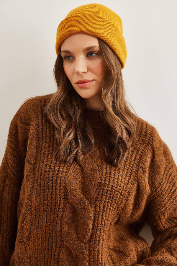 Women's Dark Coffee Thick Hair Braid Soft Textured Knitted Sweater - 7