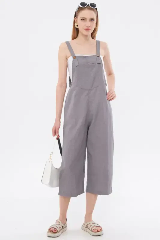 Women's Dark Gray Gardener Overalls ARM-20K001117-Dark Gray - ARMONIKA