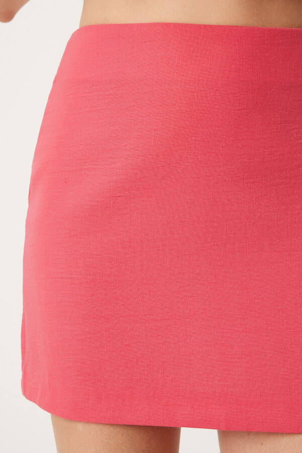Women's Dark Pink Mini Woven Skirt FN03240 - 4