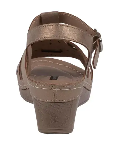 Women's Darry Perforated T-Strap Slingback Wedge Sandals-Gold - 3