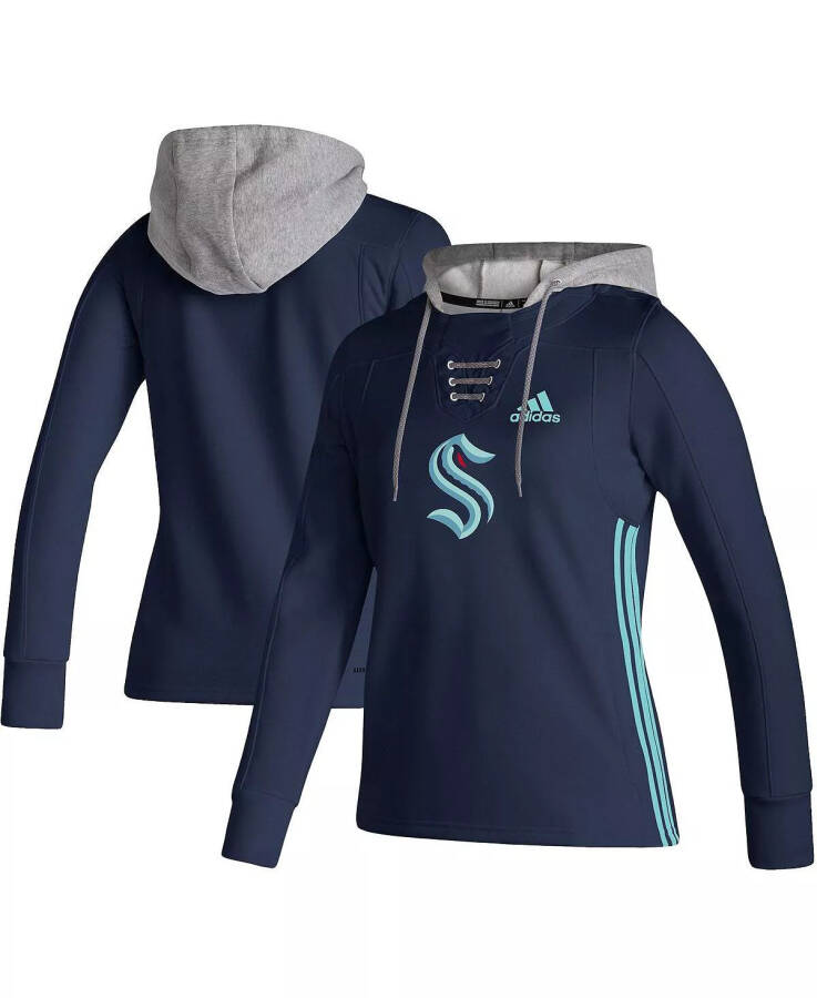 Women's Deep Sea Blue Seattle Kraken Skate Lace AEROREADY Pullover Hoodie Deep Sea Blue - 1