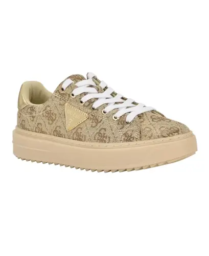 Women's Denesa Treaded Platform Lace-Up Sneakers - Gold/Light Brown Logo 