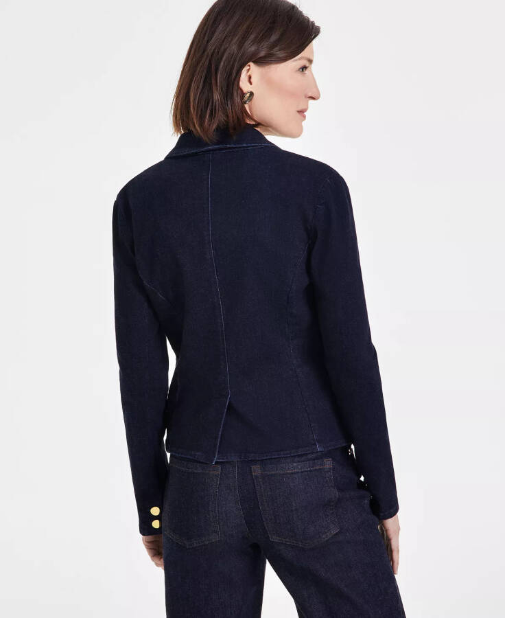 Women's Denim Blazer, Created for Modazone Dark Indigo - 2