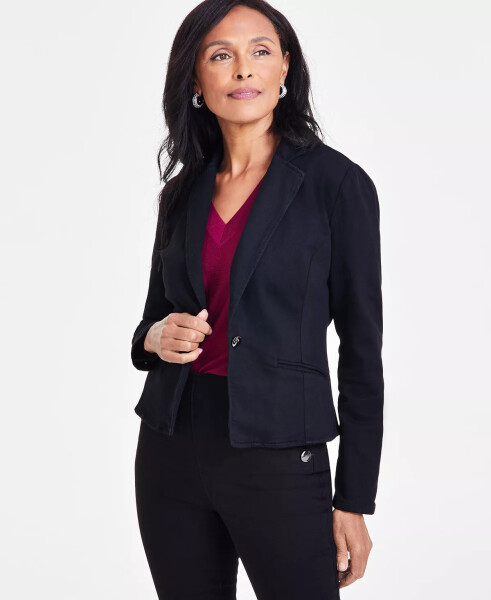 Women's Denim Blazer, Created for Modazone Deep Black - 1