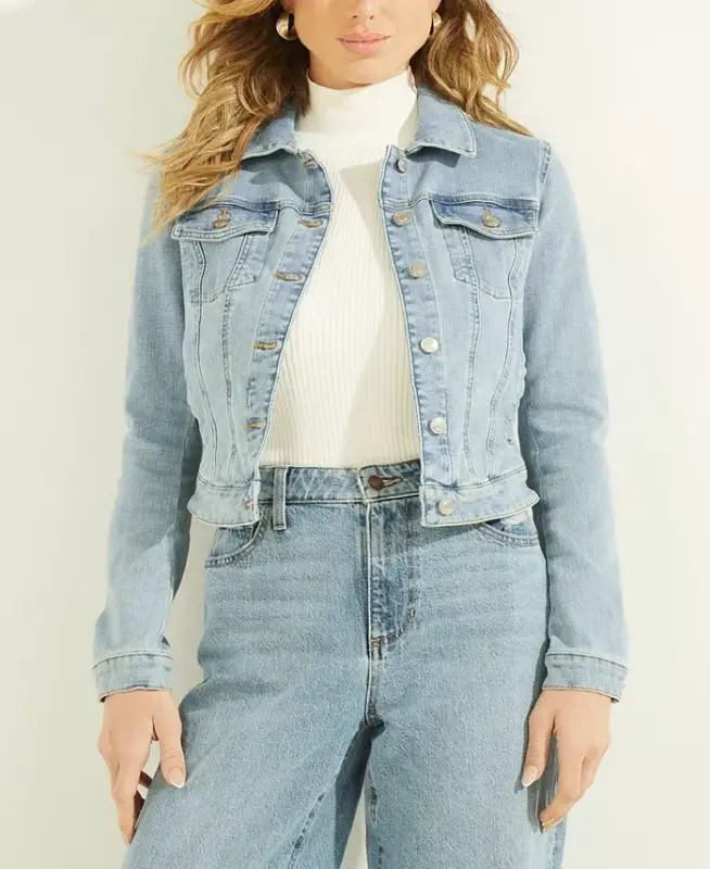Women's Denim Trucker Jacket-Aria Wash - 1
