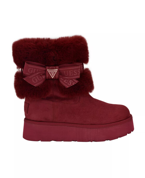 Women's Denla Cold Weather Faux Fur Cozy Booties Dark Red - 2