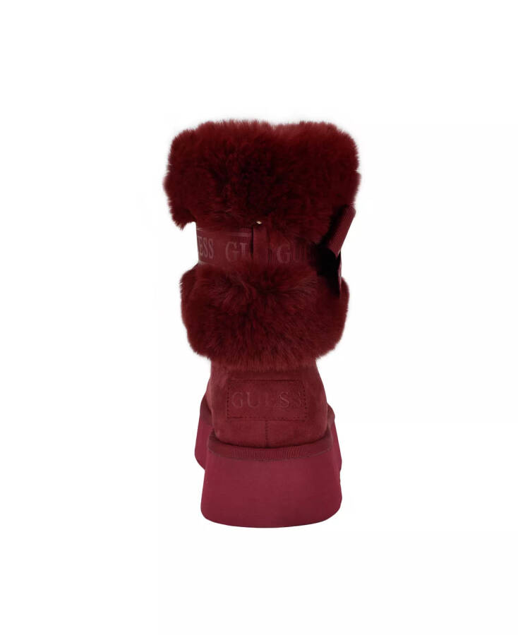 Women's Denla Cold Weather Faux Fur Cozy Booties Dark Red - 3