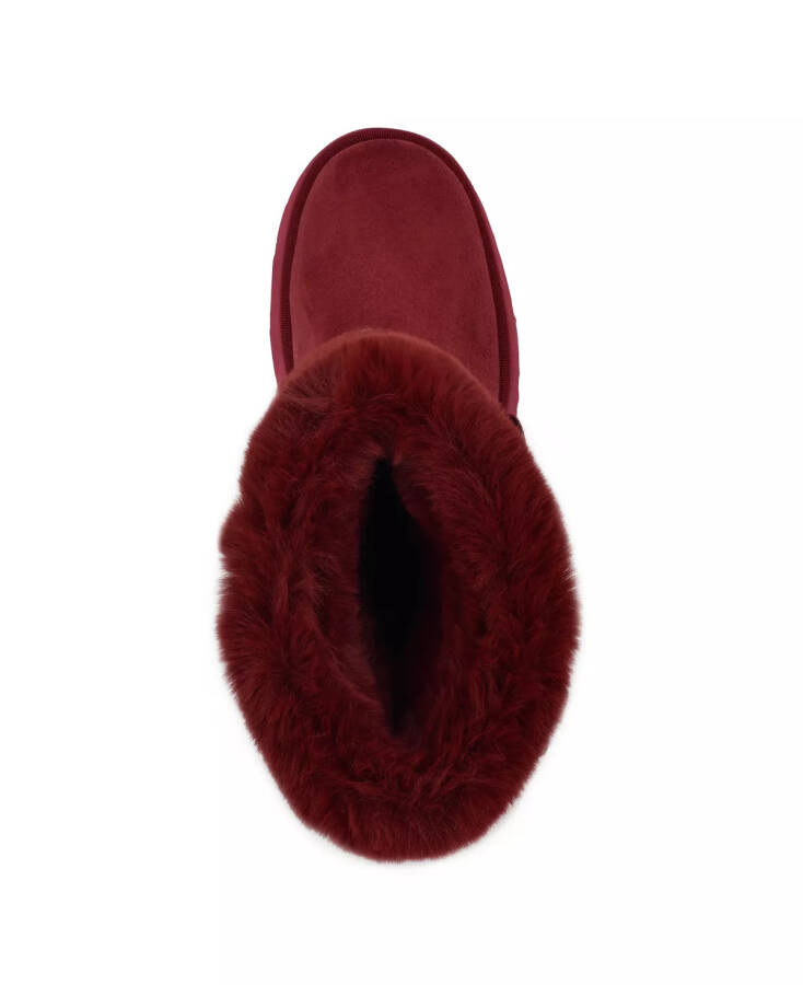 Women's Denla Cold Weather Faux Fur Cozy Booties Dark Red - 4