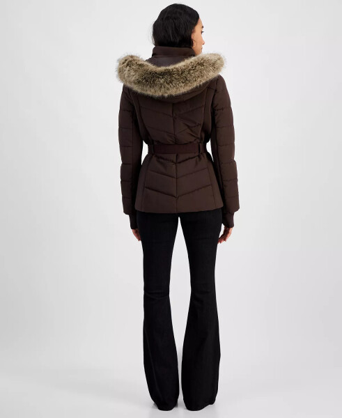 Womens Detail Back Hooded Puffer Coat, Created for Modazone Chocolate - 2