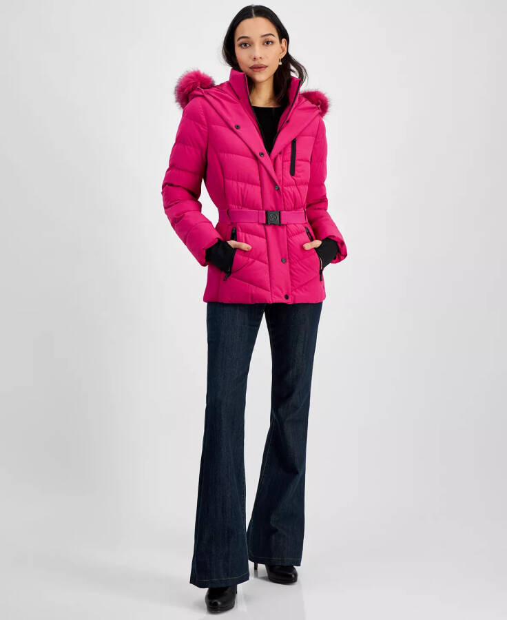 Womens Detail Back Hooded Puffer Coat, Created for Modazone Fuchsia - 1