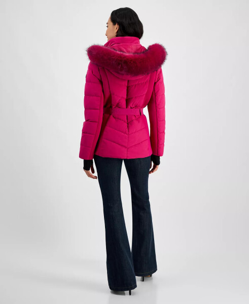 Womens Detail Back Hooded Puffer Coat, Created for Modazone Fuchsia - 2