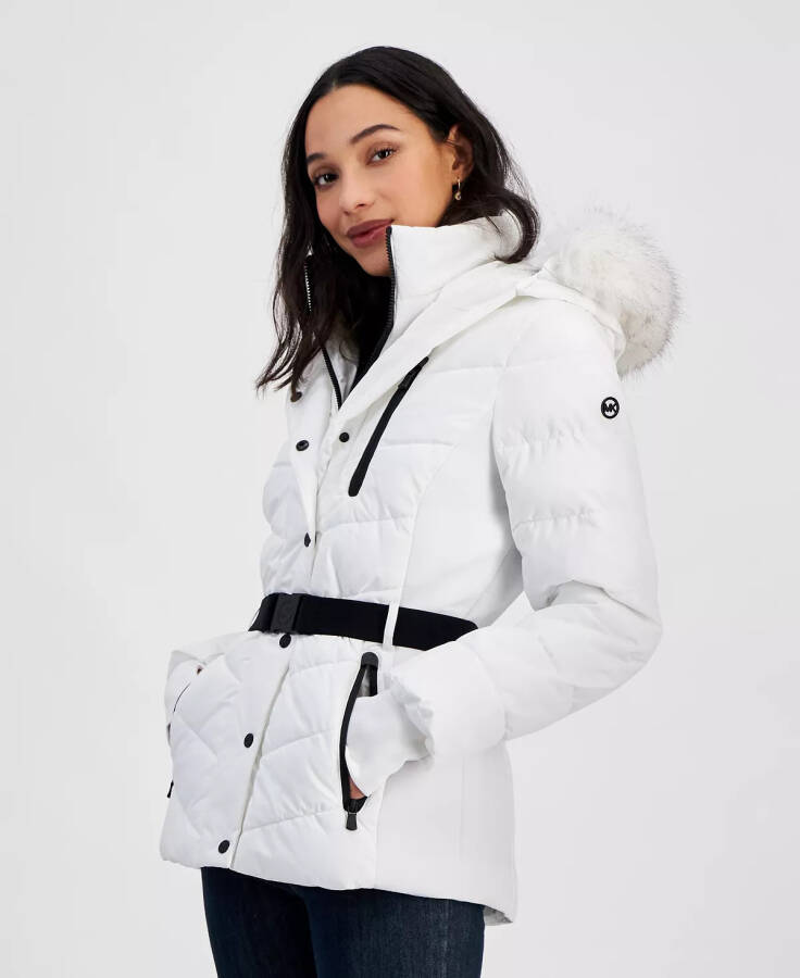 Womens Detail Back Hooded Puffer Coat, Created for Modazone White - 3