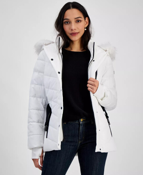 Womens Detail Back Hooded Puffer Coat, Created for Modazone White - 4